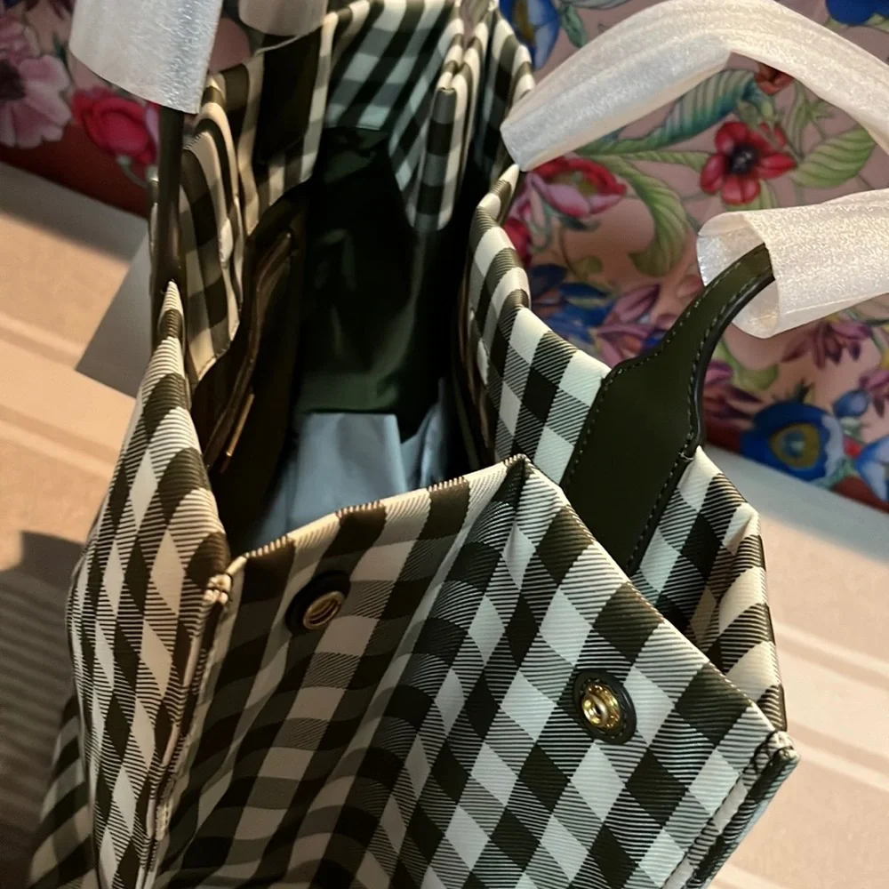 Tory Burch Ella Gingham Tote Bag 🌿🤍 - Picture 14 of 16